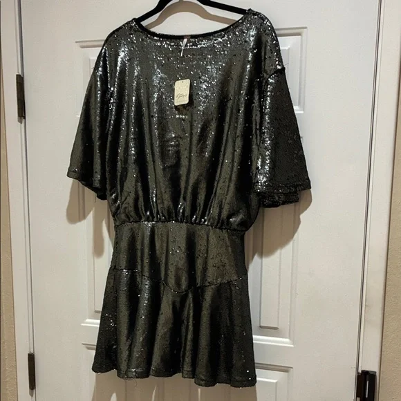 Free People | Dresses | Free People Gunmetal Sequin Dress | Poshmark